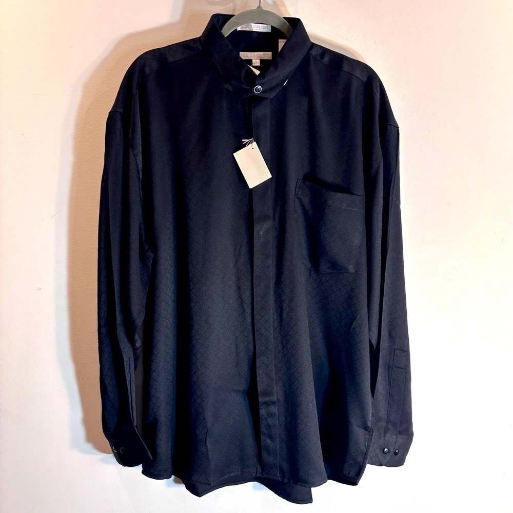 ELLIOTT Sz L Menโs Dress Shirt Button Up Ling Sleeve Unique Collar NEW WITH TAG
